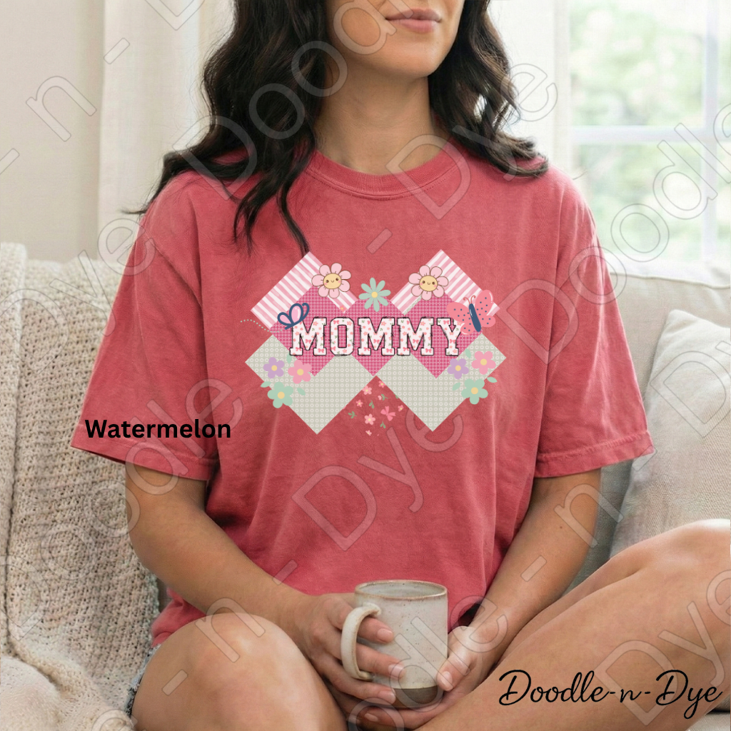 Mommy Comfort Colors Tee, New Mom T-Shirt, Cute Mom Graphic Tee, Floral Patterned Mommy Tshirt, Gift for Her, First Time Mom, Mother's Day Gift