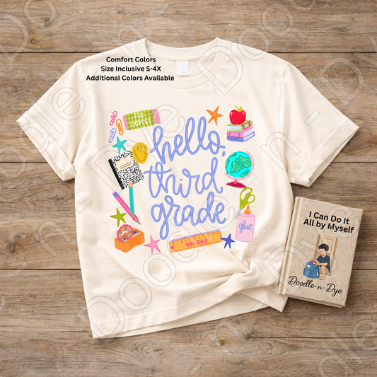 Hello Third Grade Teacher Shirt – Comfort Colors Back to School Third Grade Teacher Tee for Educators