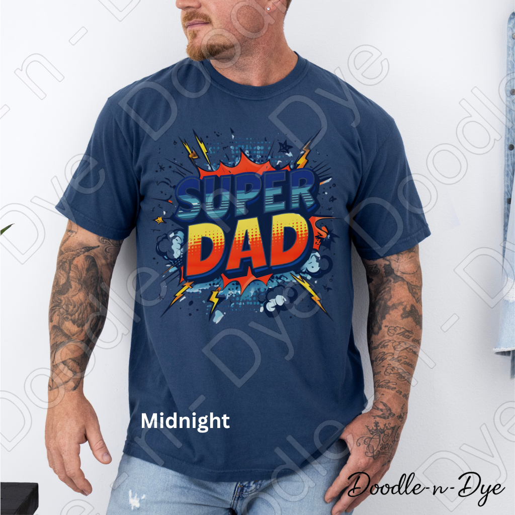 Super Dad Comfort Colors Tee, Comic Dad Shirt, Father's Day Superhero T-Shirt, Gift for Him