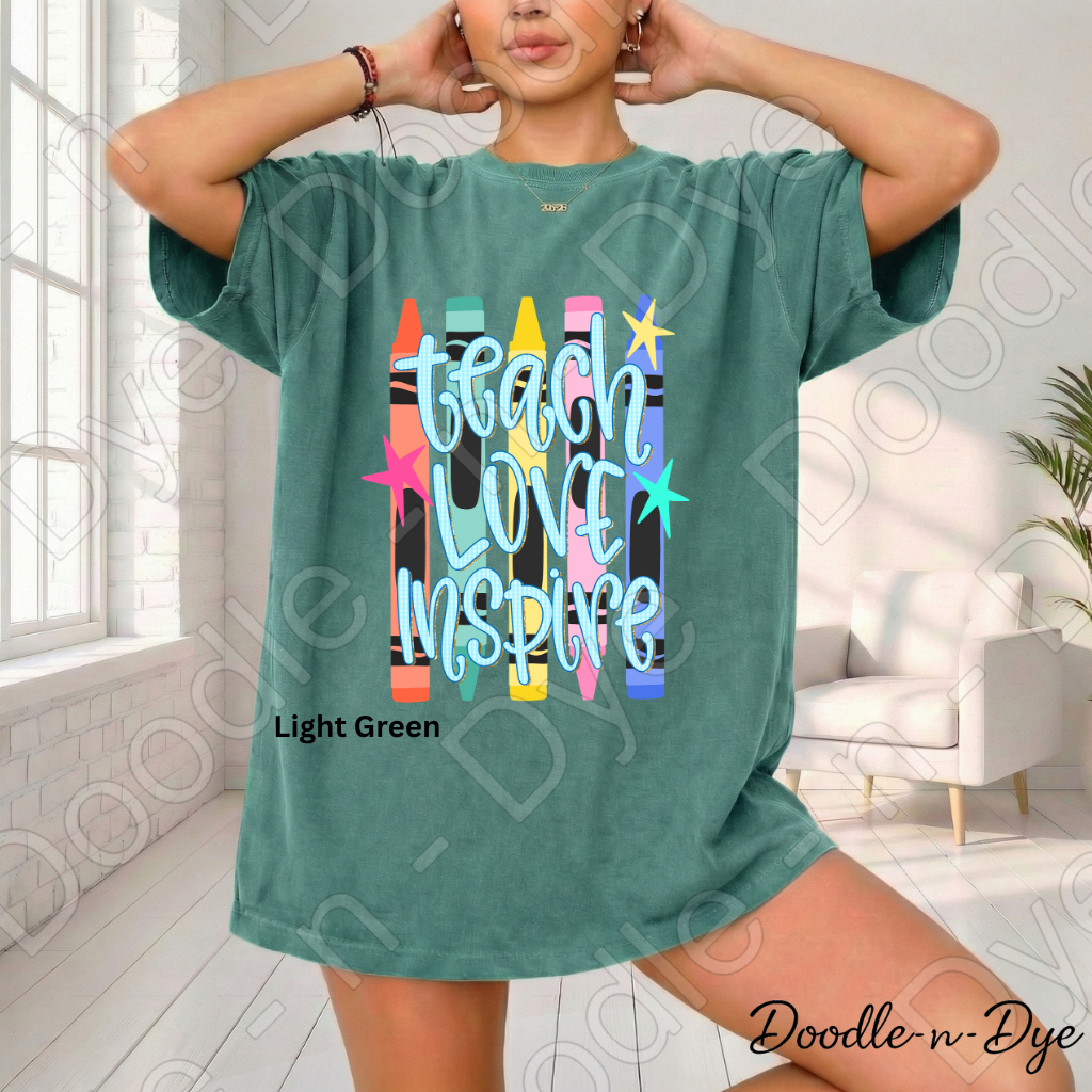 Teach Love Inspire Teacher Shirt, Inspirational Teacher Tee, Comfort Colors Teacher Shirt, Motivational Teacher Gift, Back to School Teacher Tee, Educator Shirt