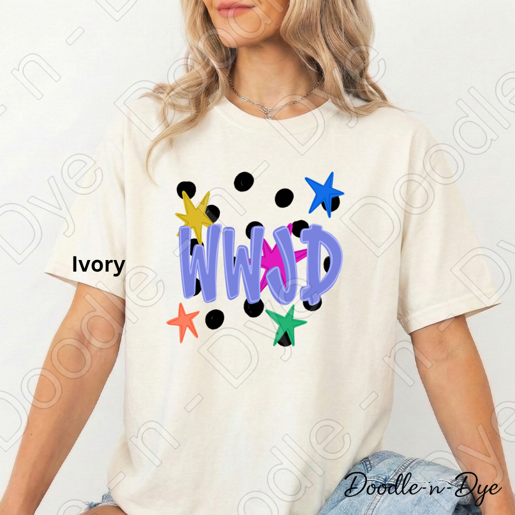 WWJD Shirt | Original Christian Comfort Colors Tee | What Would Jesus Do Graphic Shirt | Retro Faith Shirt | Colorful Christian Apparel
