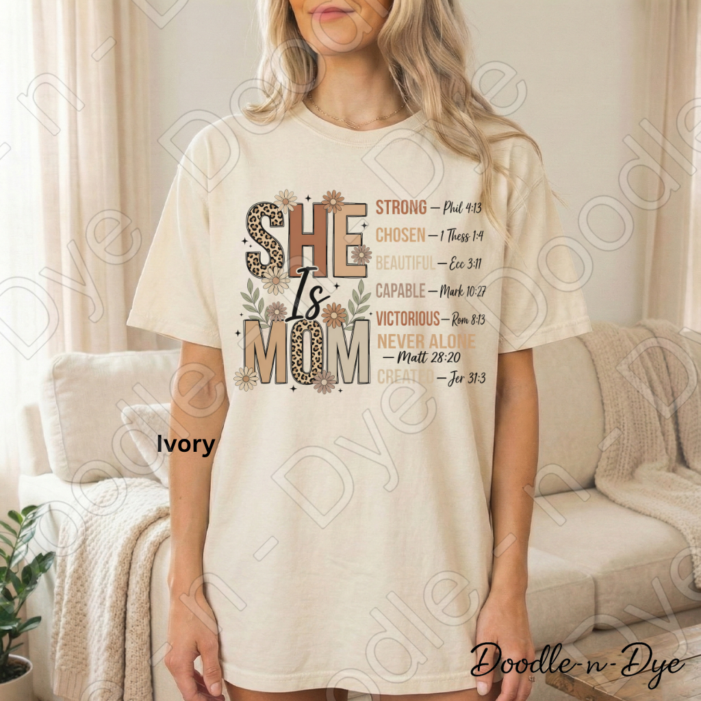 Christian Mom Shirt, She is Mom Faith-Based Tee, Faith Mom T-Shirt, She is Mom Scripture Tee, Gift for Her