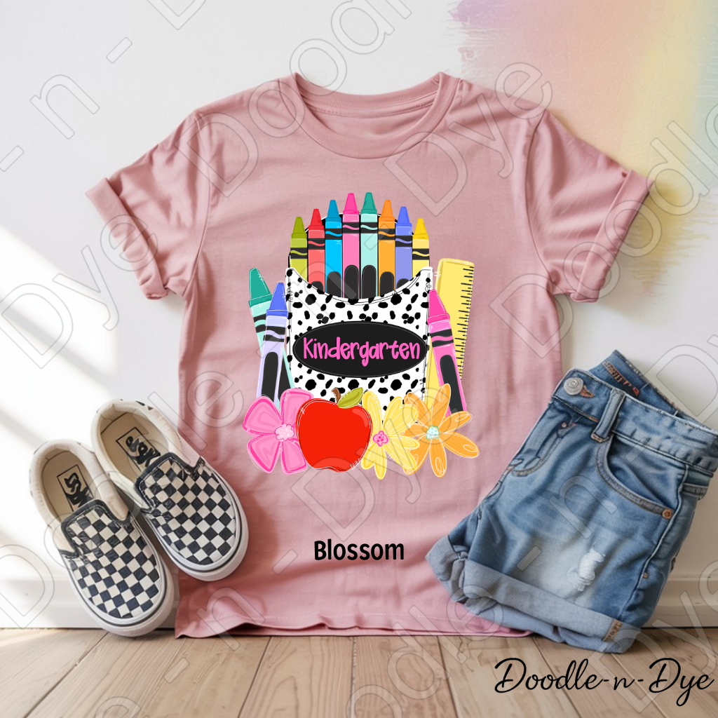Kindergarten Youth Comfort Colors Tee, Back to School Kids Shirt, Cute Classroom Photo Outfit, Colorful Kindergarten Pocket Tee, Beginning of School Student Shirt