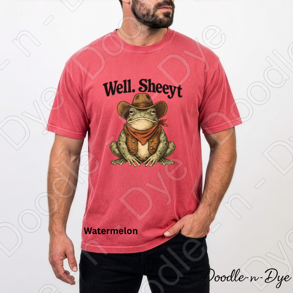 Funny Southern Comfort Colors Tee, Well Sheeyt Funny Cowboy Shirt, Snarky Toad T-Shirt, Humorous Frog Tee