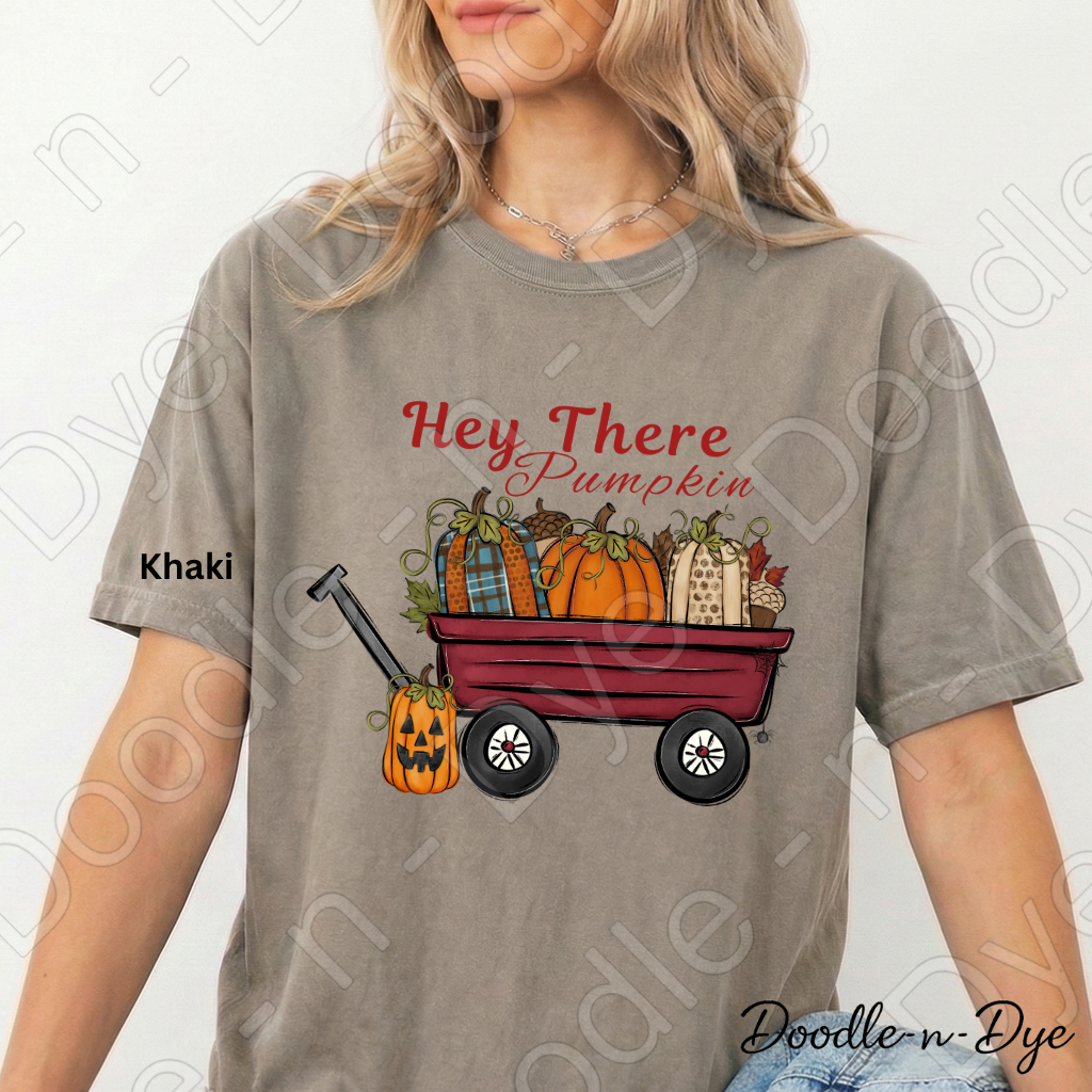 Hey There Pumpkin Shirt | Pumpkin Patch Wagon Tee | Comfort Colors 1717 | Cozy Fall Graphic Tee | Autumn Pumpkin Lover Shirt