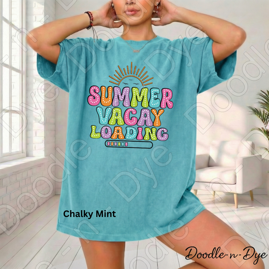 Summer Loading Teacher Comfort Colors Tee, Student Summer Tee, Summer Vacay Loading Graphic T-Shirt, End of School Shirt, Last Day of School Teacher and Student Tshirt