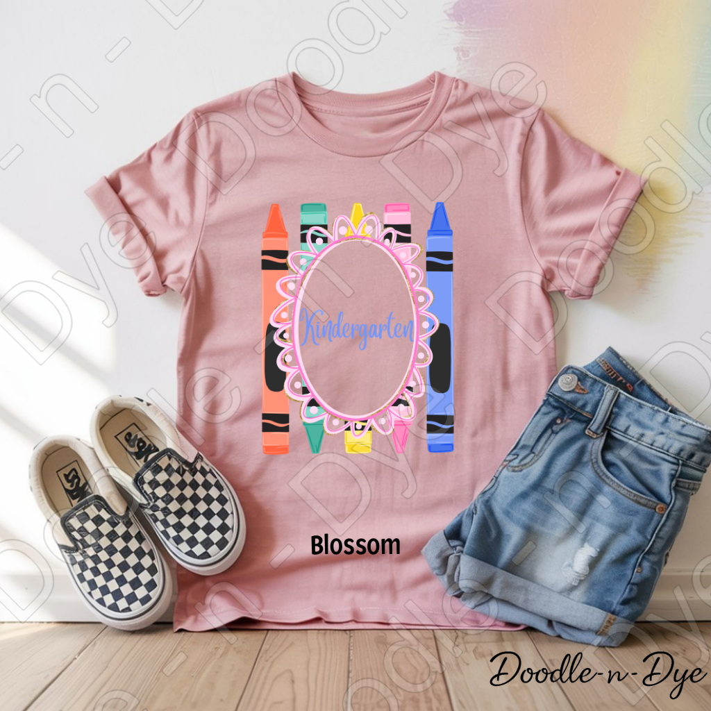 Youth Kindergarten Comfort Colors Tee, Back to School Kids Shirt, Cute Classroom Photo Outfit, Colorful Crayon Kindergarten Tee, Beginning of School Student Shirt