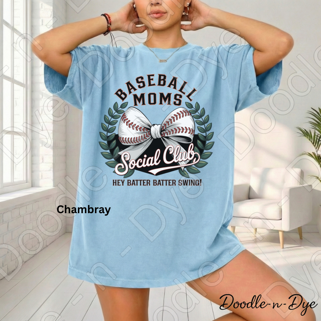 Baseball Moms Comfort Colors Tee, Moms Social Club Baseball Shirt, Hey Batter Batter Shirt, Baseball Moms Graphic, Baseball Moms Social Club T-Shirt