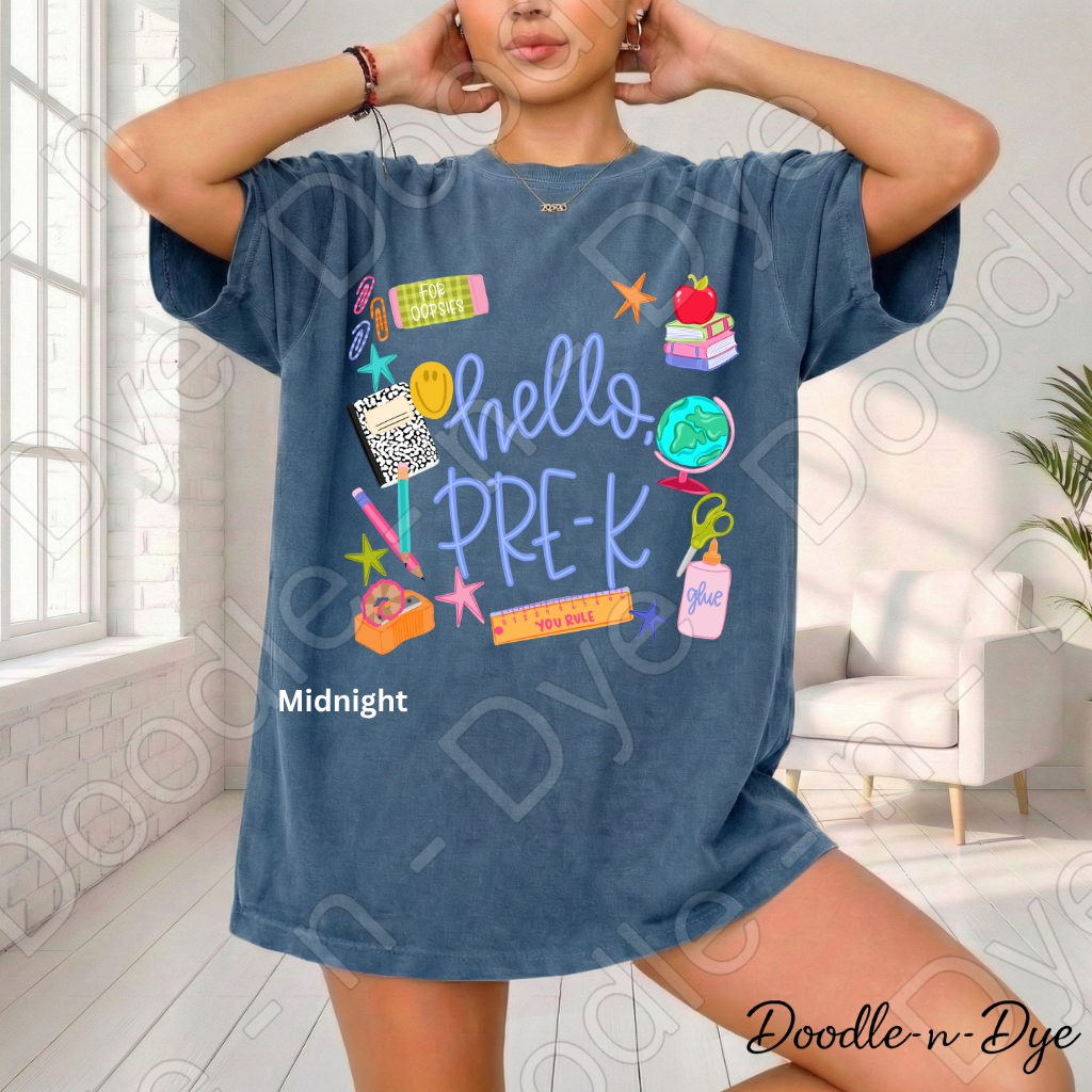 Hello Pre-K Teacher Shirt – Comfort Colors Back to School Preschool Teacher Tee for Early Childhood Educators