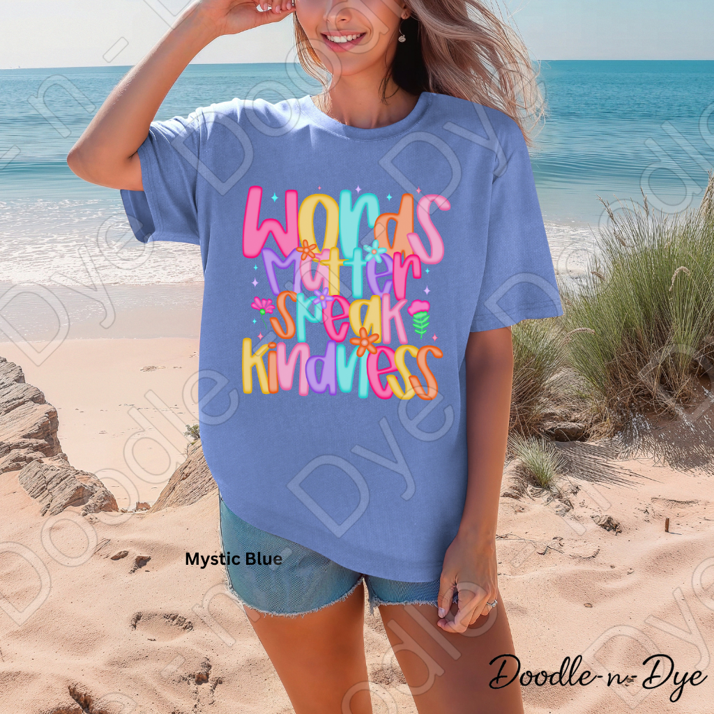 Speak Kindness Comfort Colors Tee, Words Matter Shirt, Positive Message Graphic Tshirt, Inspirational T Shirt,