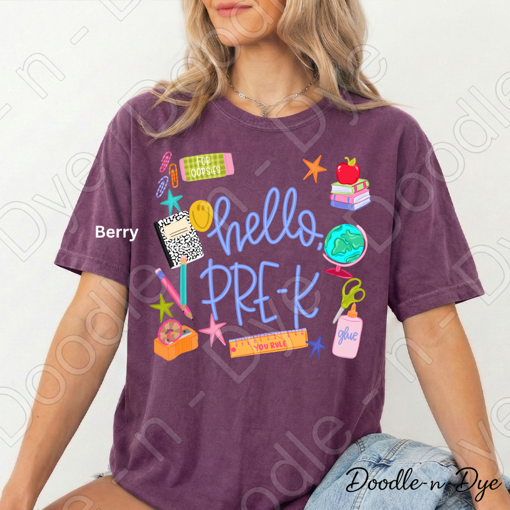 Hello Pre-K Teacher Shirt – Comfort Colors Back to School Preschool Teacher Tee for Early Childhood Educators