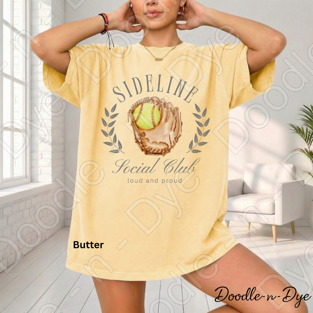 Softball Life Comfort Colors Tee, Sideline Social Club Shirt, Loud & Proud, Softball Mom T-Shirt, Gift for Her