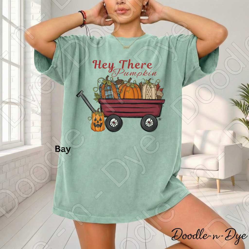 Hey There Pumpkin Shirt | Pumpkin Patch Wagon Tee | Comfort Colors 1717 | Cozy Fall Graphic Tee | Autumn Pumpkin Lover Shirt
