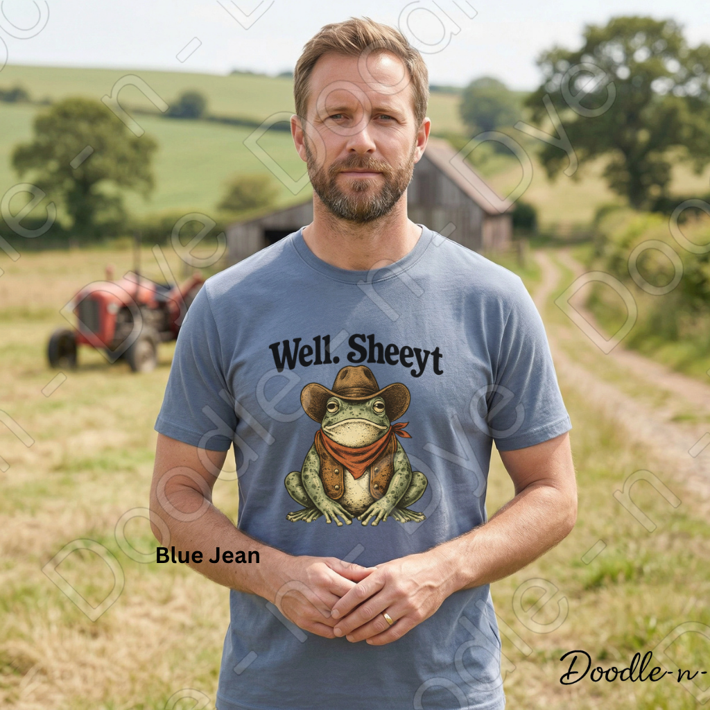 Funny Southern Comfort Colors Tee, Well Sheeyt Funny Cowboy Shirt, Snarky Toad T-Shirt, Humorous Frog Tee