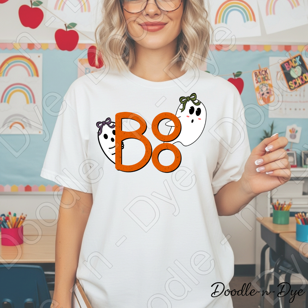 BOO Ghost Halloween Shirt, Cute Ghost Tee, Doodle-n-Dye Original, Comfort Colors 1717, Spooky Season Shirt, Fall Halloween Graphic Tee