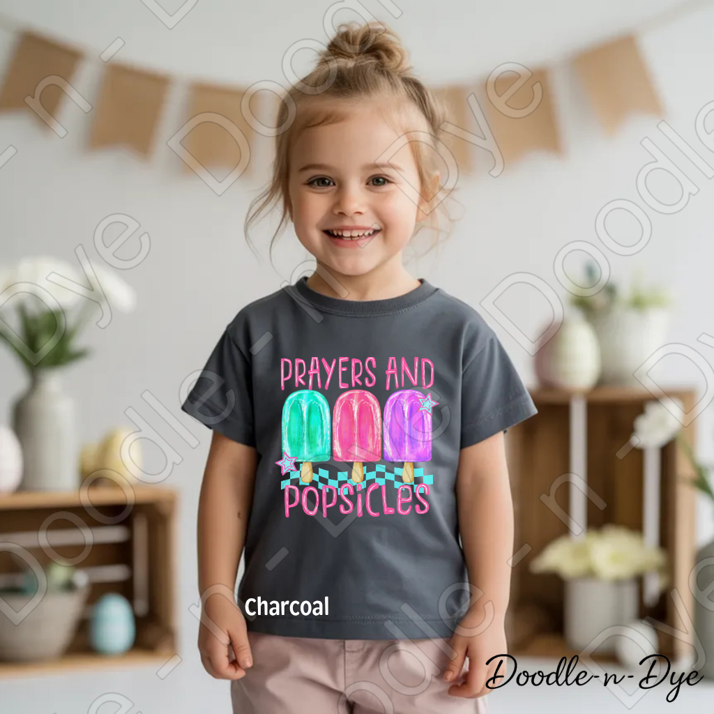 Summer Toddler Faith Shirt, Kids Prayers & Popsicles Tee, Christian Toddler T-Shirt, Kids Summer Popsicle T Shirt