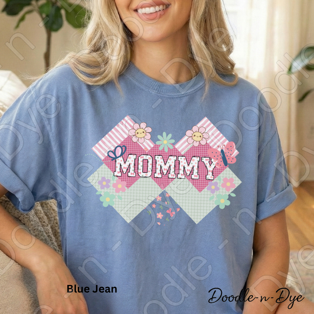 Mommy Comfort Colors Tee, New Mom T-Shirt, Cute Mom Graphic Tee, Floral Patterned Mommy Tshirt, Gift for Her, First Time Mom, Mother's Day Gift
