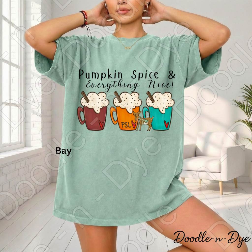 Pumpkin Spice & Everything Nice Shirt | Comfort Colors 1717 | PSL Fall Tee | Pumpkin Spice Latte Shirt | Cozy Autumn Graphic Tee