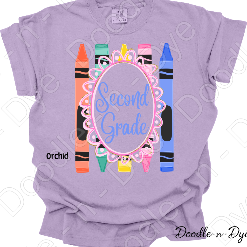 Youth Second Grade Comfort Colors Tee, Back to School Kids Shirt, Cute Classroom Photo Outfit, Colorful Crayon Second Grade Tee, Beginning of School Student Shirt