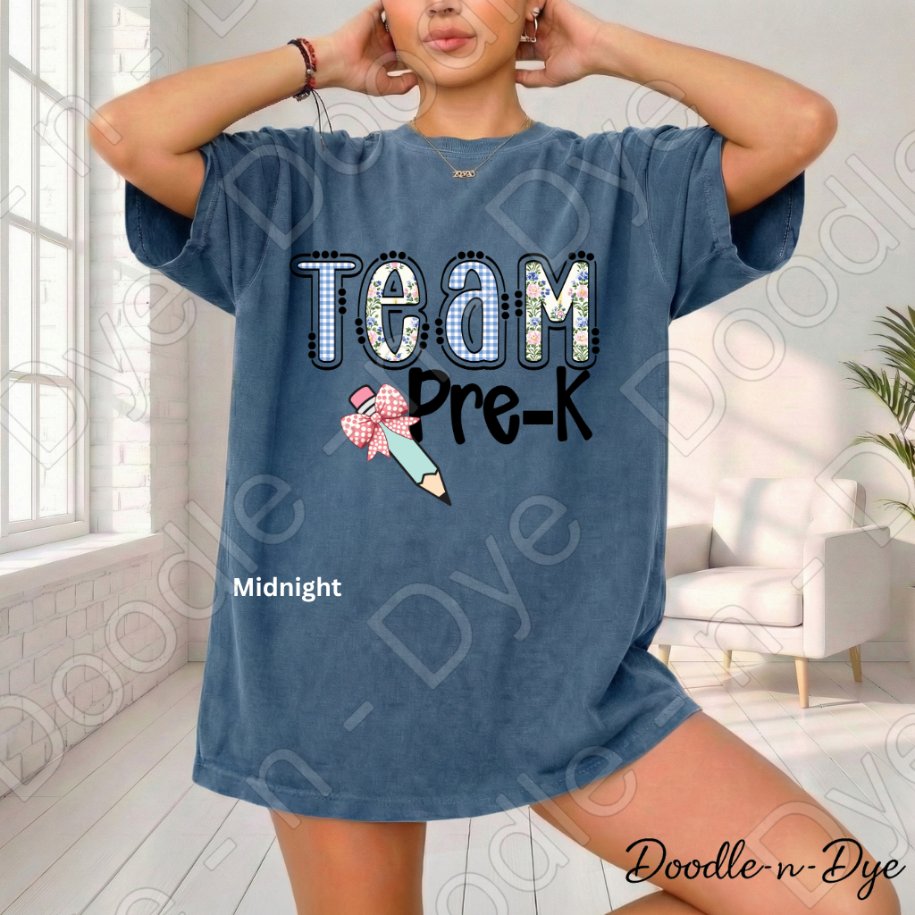 Pre-K Teacher Shirt, Team Pre-K Comfort Colors Tee, Doodle-n-Dye Original Design, Grade Level Team Shirt, Back to School Teacher Gift