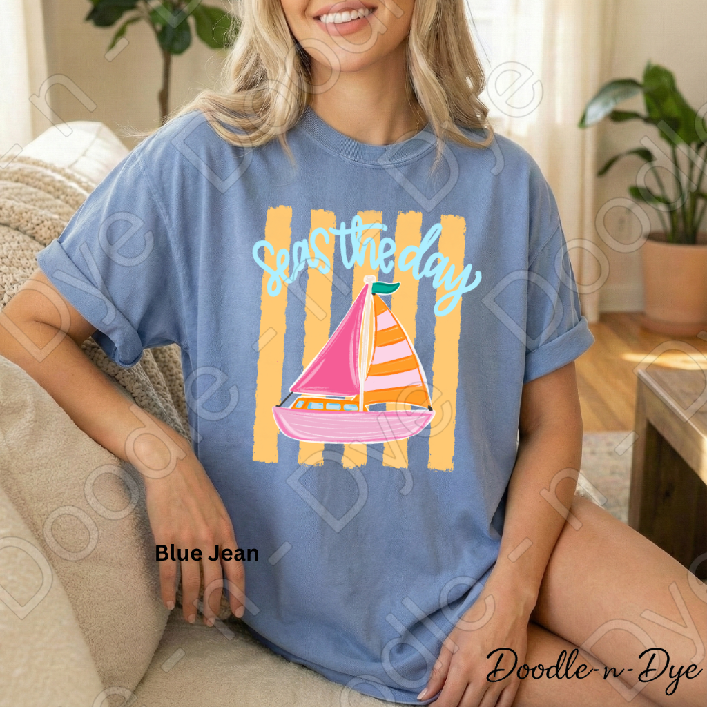 Seas the Day Comfort Colors Tee, Nautical Graphic Tee, Motivational Summer Shirt, Gift for Her