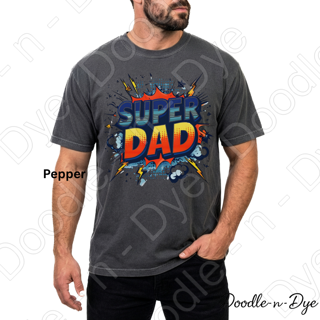 Super Dad Comfort Colors Tee, Comic Dad Shirt, Father's Day Superhero T-Shirt, Gift for Him