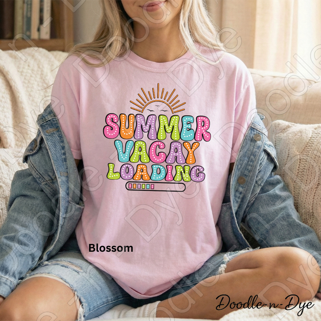 Summer Loading Teacher Comfort Colors Tee, Student Summer Tee, Summer Vacay Loading Graphic T-Shirt, End of School Shirt, Last Day of School Teacher and Student Tshirt