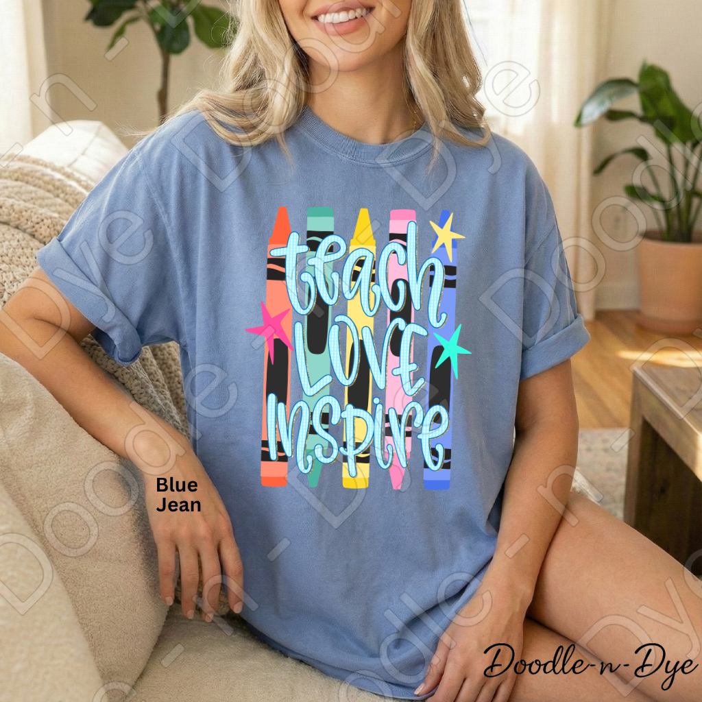 Teach Love Inspire Teacher Shirt, Inspirational Teacher Tee, Comfort Colors Teacher Shirt, Motivational Teacher Gift, Back to School Teacher Tee, Educator Shirt