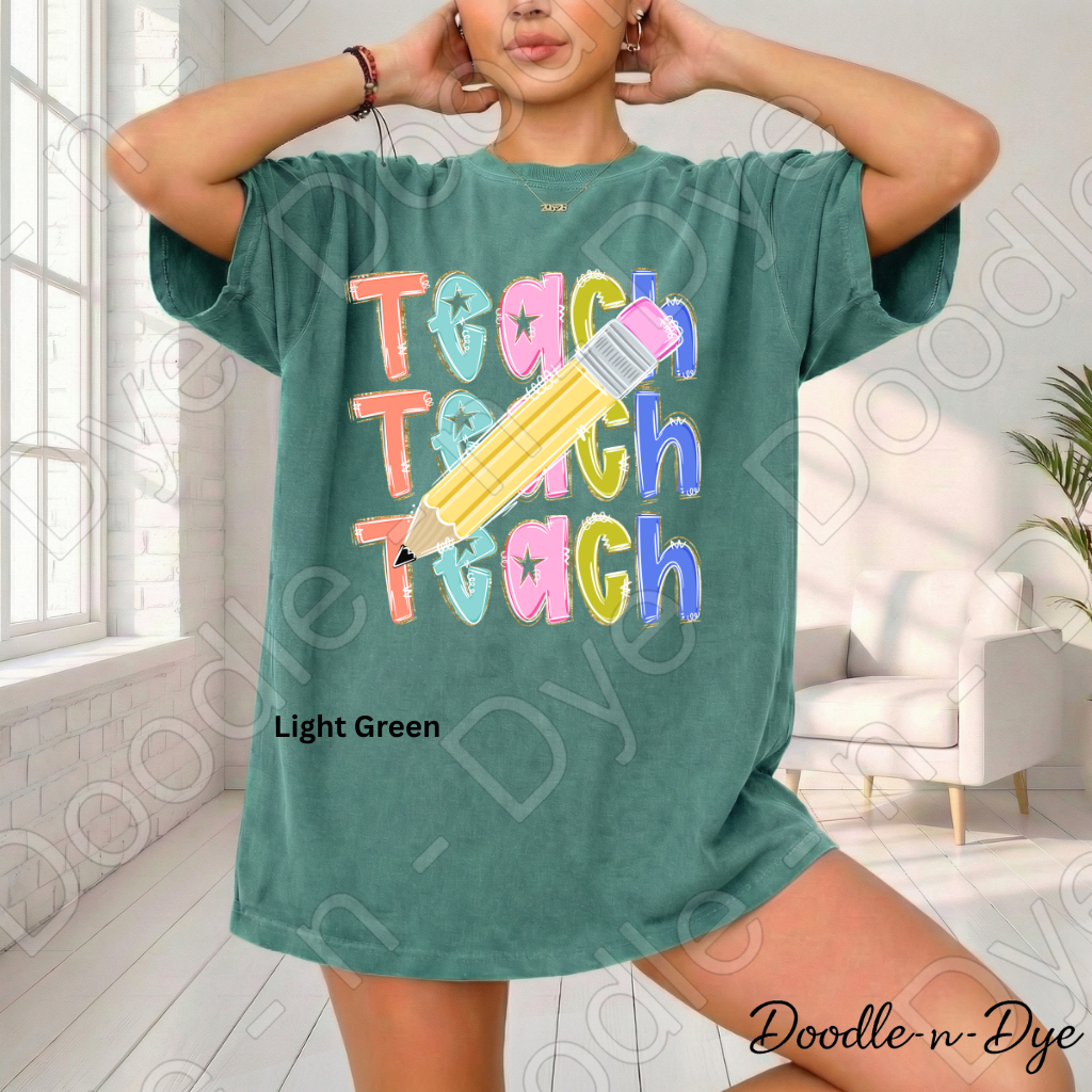 Teacher Pencil Comfort Colors Tee, Colorful Teacher Tee, First Day of School Shirt, Back to School Teacher Tee, Teacher Appreciation Gift, Educator Shirt, Gift for Teacher, Gift for Her