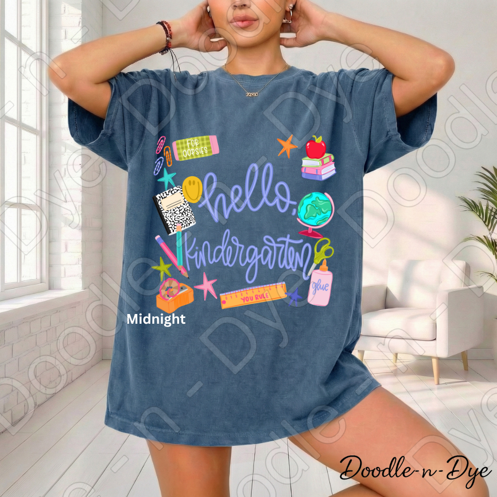 Hello Kindergarten Teacher Shirt – Comfort Colors Back to School Kindergarten Teacher Tee for Educators