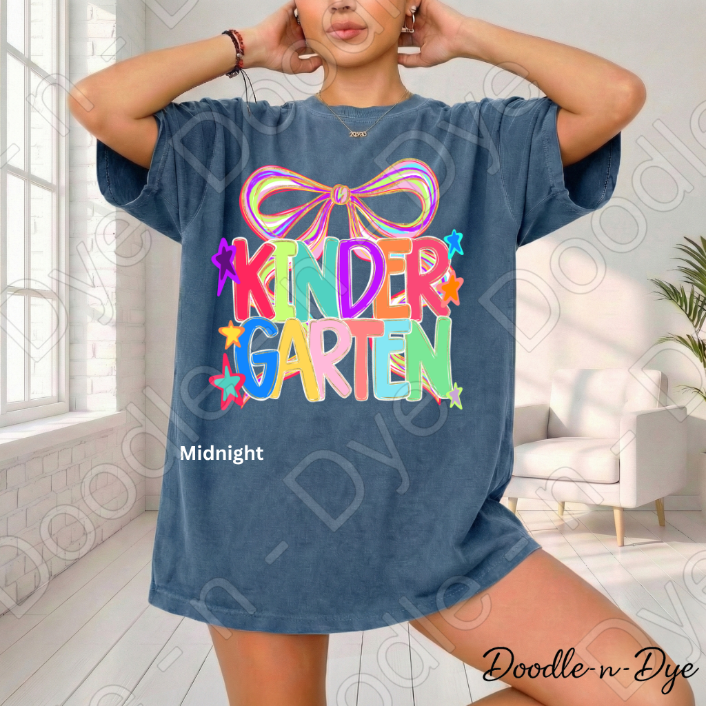 Kindergarten Teacher Coquette Bow Tee, Grade Level Comfort Colors Back to School Teacher Shirt