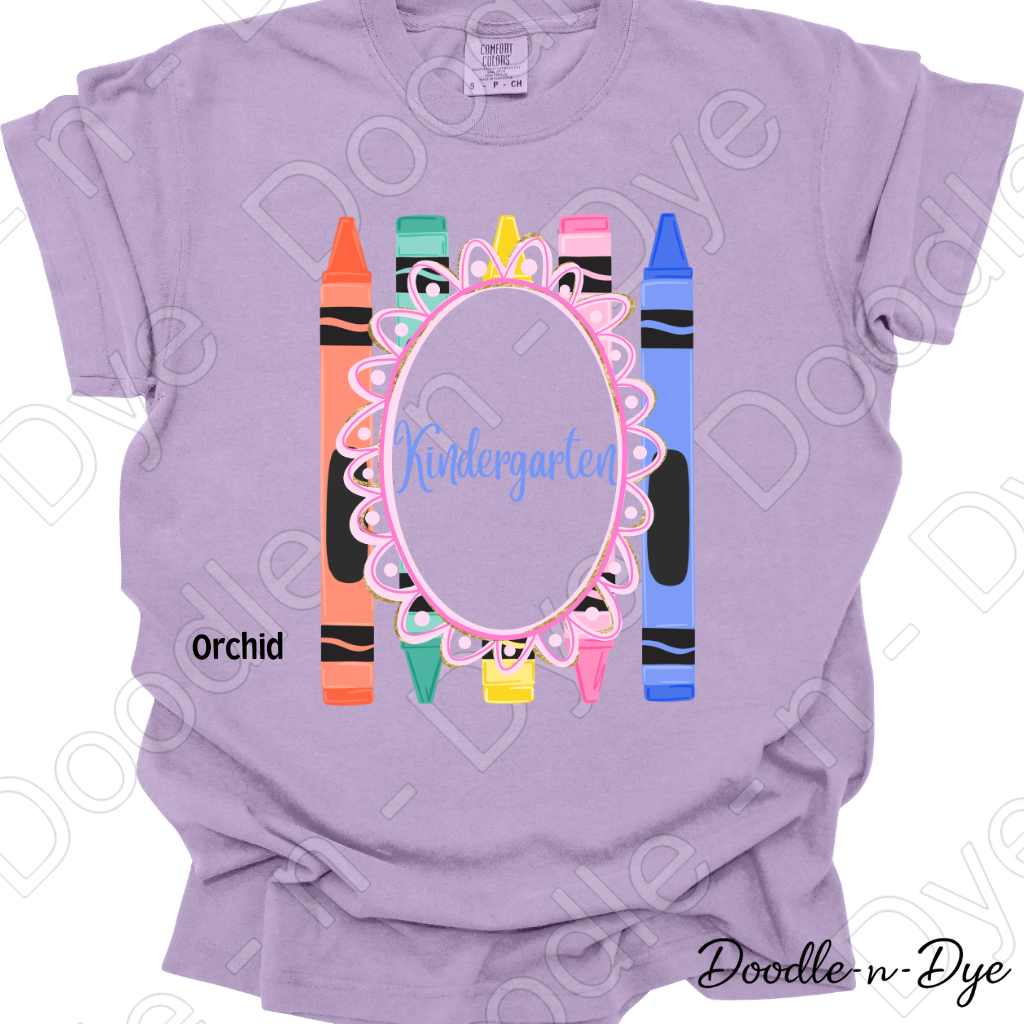 Youth Kindergarten Comfort Colors Tee, Back to School Kids Shirt, Cute Classroom Photo Outfit, Colorful Crayon Kindergarten Tee, Beginning of School Student Shirt