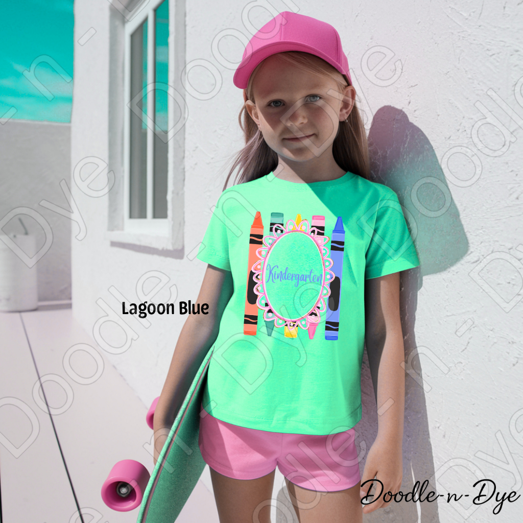 Youth Kindergarten Comfort Colors Tee, Back to School Kids Shirt, Cute Classroom Photo Outfit, Colorful Crayon Kindergarten Tee, Beginning of School Student Shirt