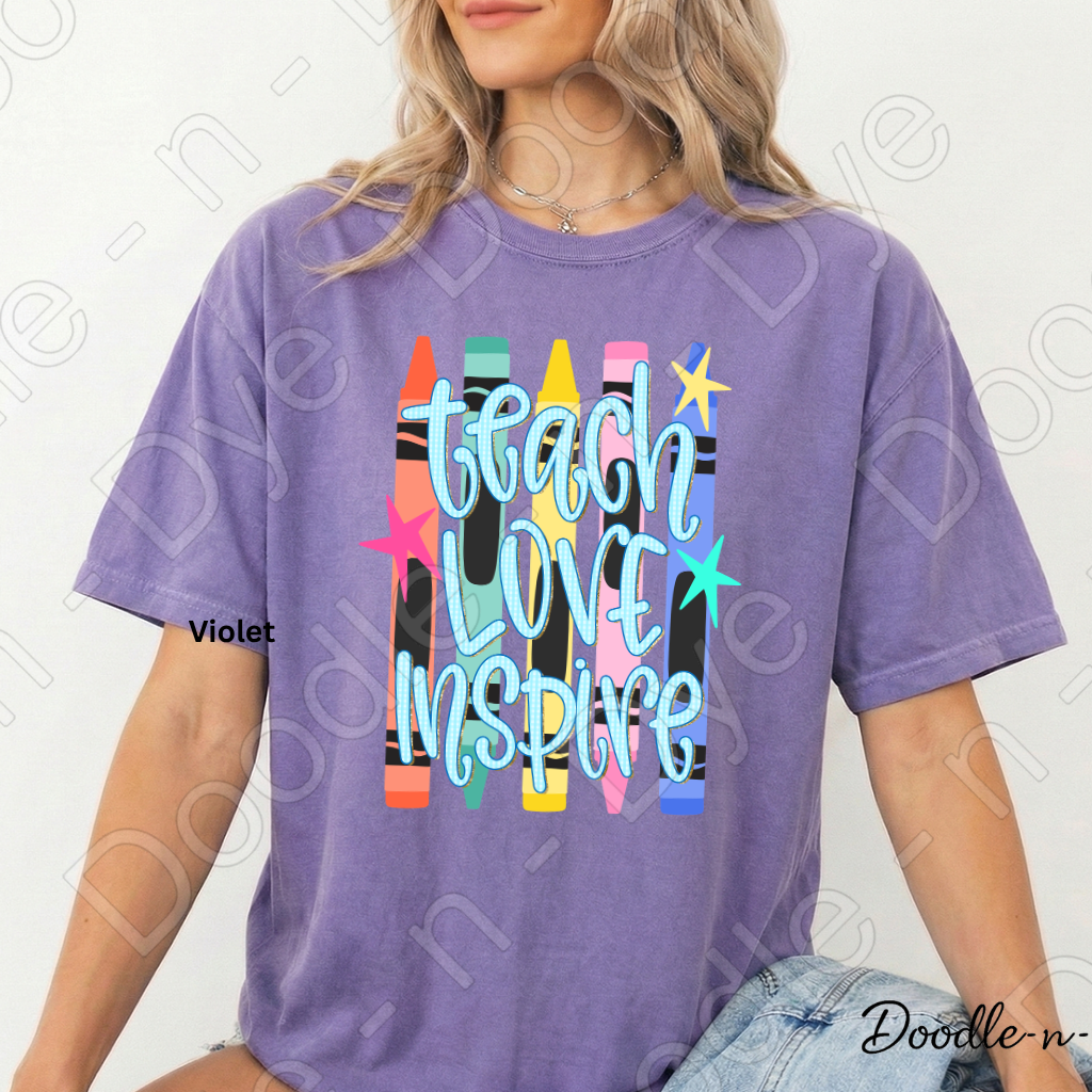 Teach Love Inspire Teacher Shirt, Inspirational Teacher Tee, Comfort Colors Teacher Shirt, Motivational Teacher Gift, Back to School Teacher Tee, Educator Shirt