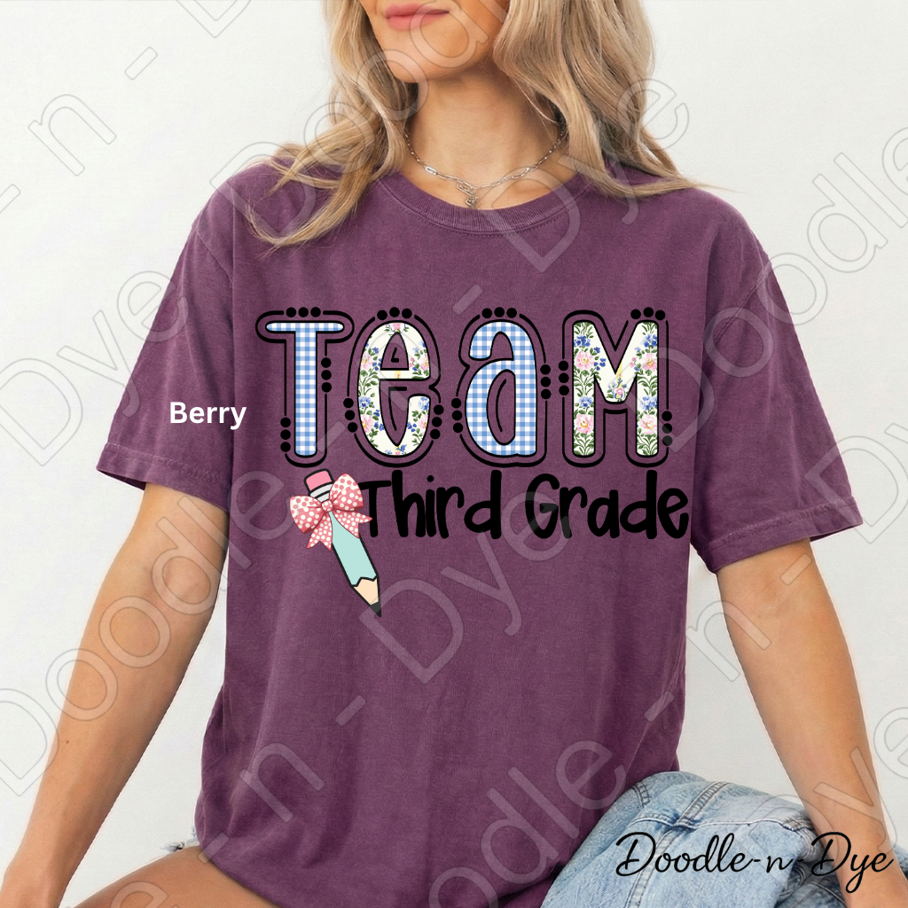 Third Grade Teacher Shirt, Team Third Grade Teacher Comfort Colors Tee, Doodle-n-Dye Original Design, Teacher Team Shirt, Back to School Teacher Gift