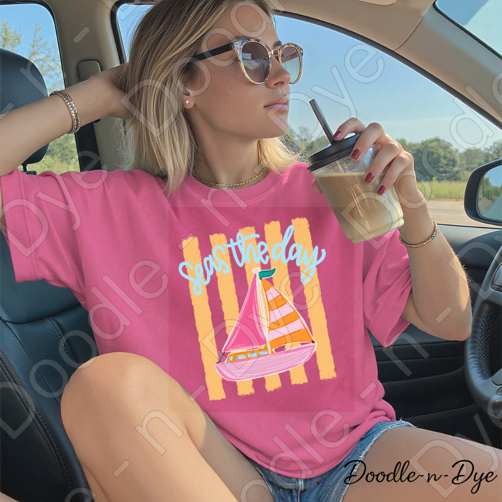 Seas the Day Comfort Colors Tee, Nautical Graphic Tee, Motivational Summer Shirt, Gift for Her