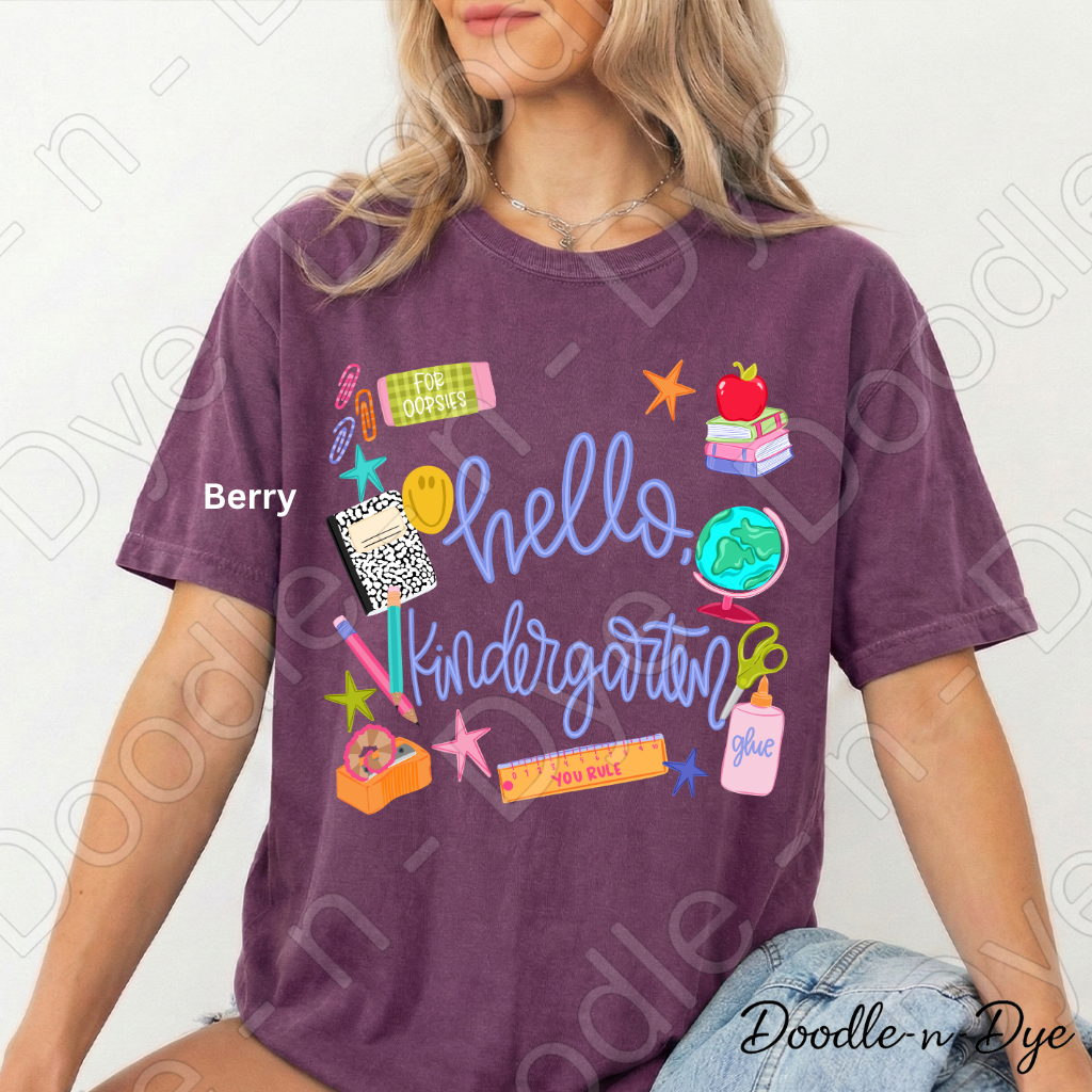 Hello Kindergarten Teacher Shirt – Comfort Colors Back to School Kindergarten Teacher Tee for Educators