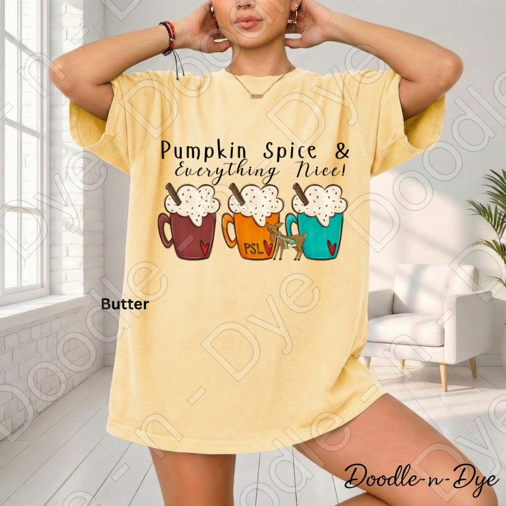 Pumpkin Spice & Everything Nice Shirt | Comfort Colors 1717 | PSL Fall Tee | Pumpkin Spice Latte Shirt | Cozy Autumn Graphic Tee