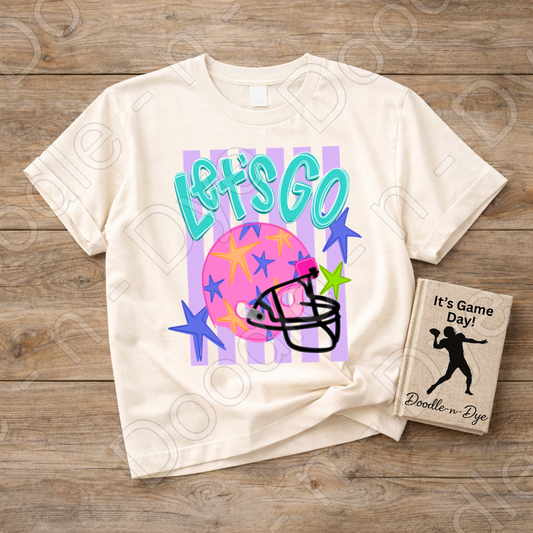 Let’s Go Comfort Colors Tee, Football Spirit Shirt for Women, Cute Game Day Outfit Idea, Colorful Football Helmet Tee, School Spirit and Sports Mom Shirt