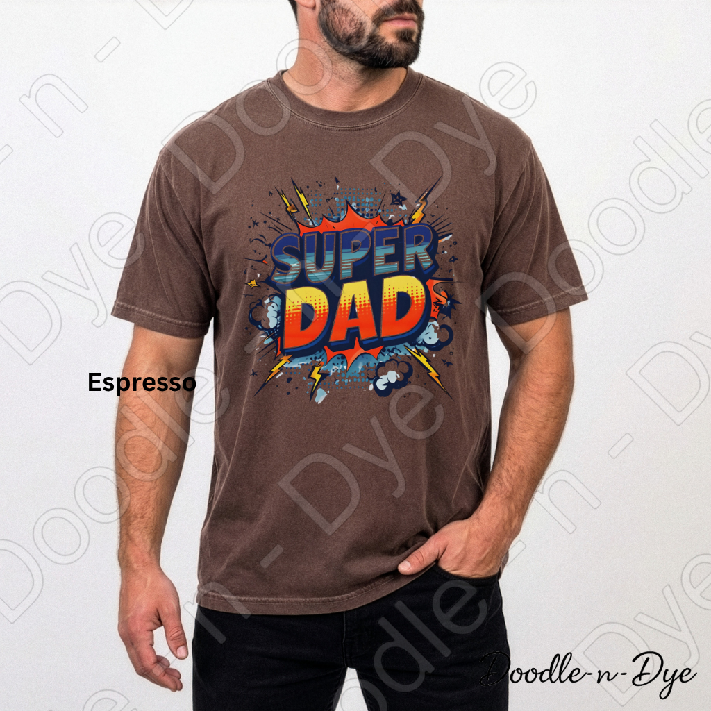Super Dad Comfort Colors Tee, Comic Dad Shirt, Father's Day Superhero T-Shirt, Gift for Him