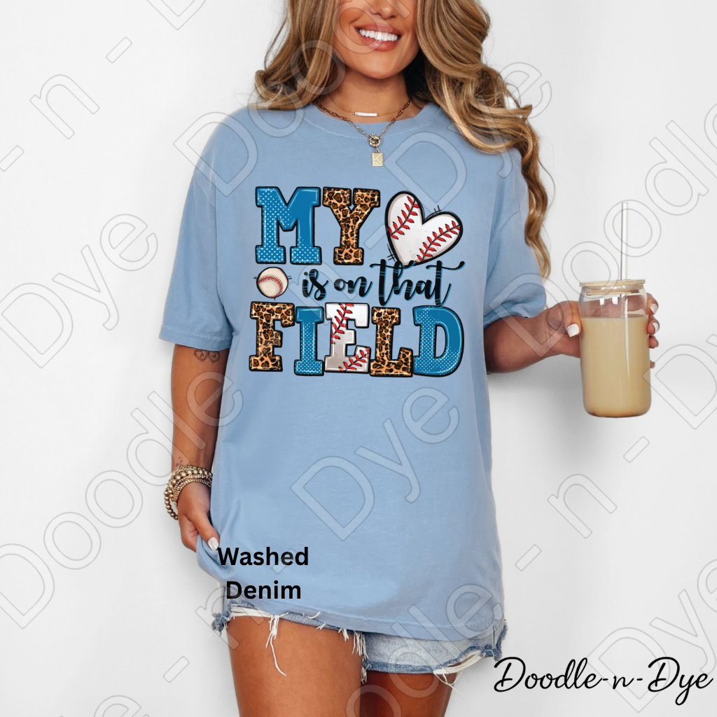Baseball Mom Comfort Colors Tee, My Heart is on That Field Shirt, Baseball Season Tee, Gift for Mom, Baseball Life