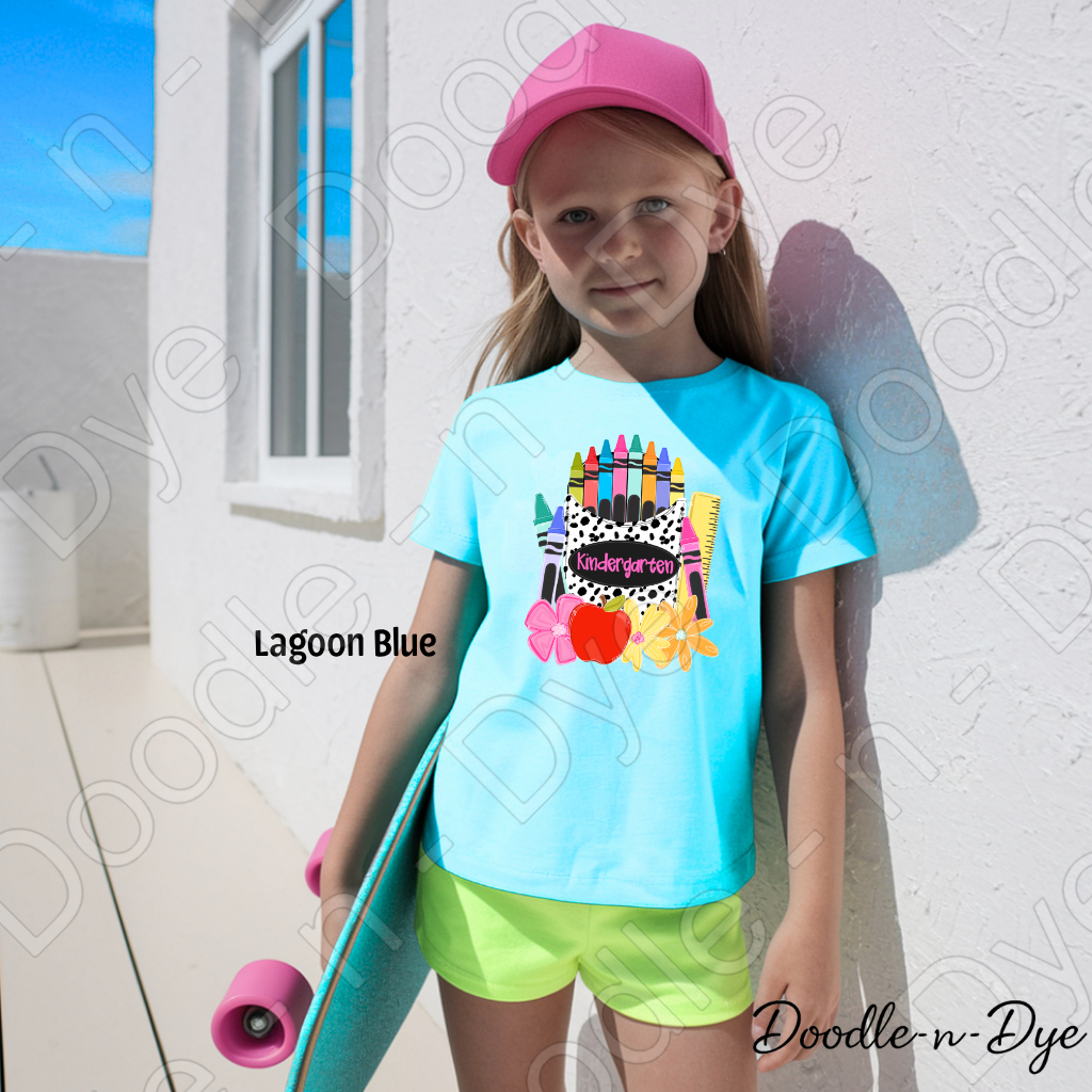 Kindergarten Youth Comfort Colors Tee, Back to School Kids Shirt, Cute Classroom Photo Outfit, Colorful Kindergarten Pocket Tee, Beginning of School Student Shirt