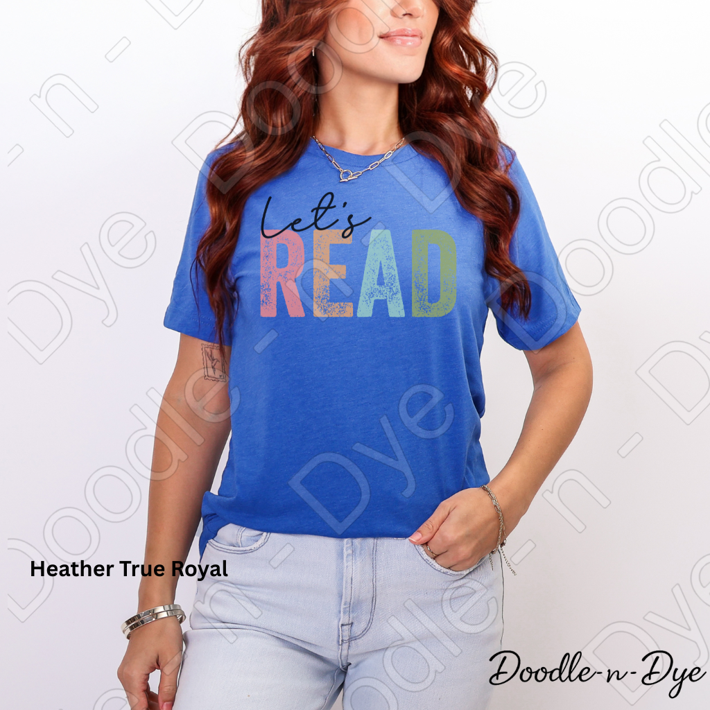 Let’s Read Teacher Shirt – Bella + Canvas Book Tee - Bookish Reading T-Shirt - Cozy Season Shirt