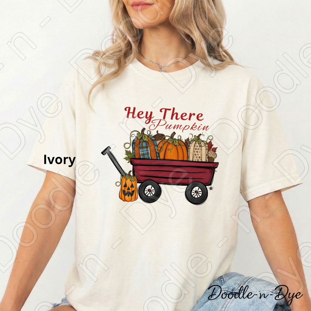Hey There Pumpkin Shirt | Pumpkin Patch Wagon Tee | Comfort Colors 1717 | Cozy Fall Graphic Tee | Autumn Pumpkin Lover Shirt