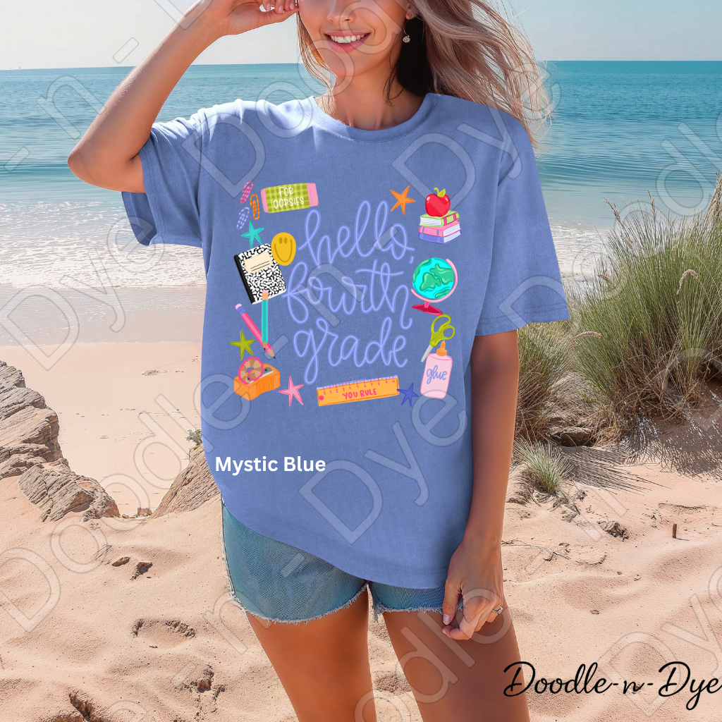 Hello Fourth Grade Teacher Shirt – Comfort Colors Back to School Fourth Grade Teacher Tee for Educators