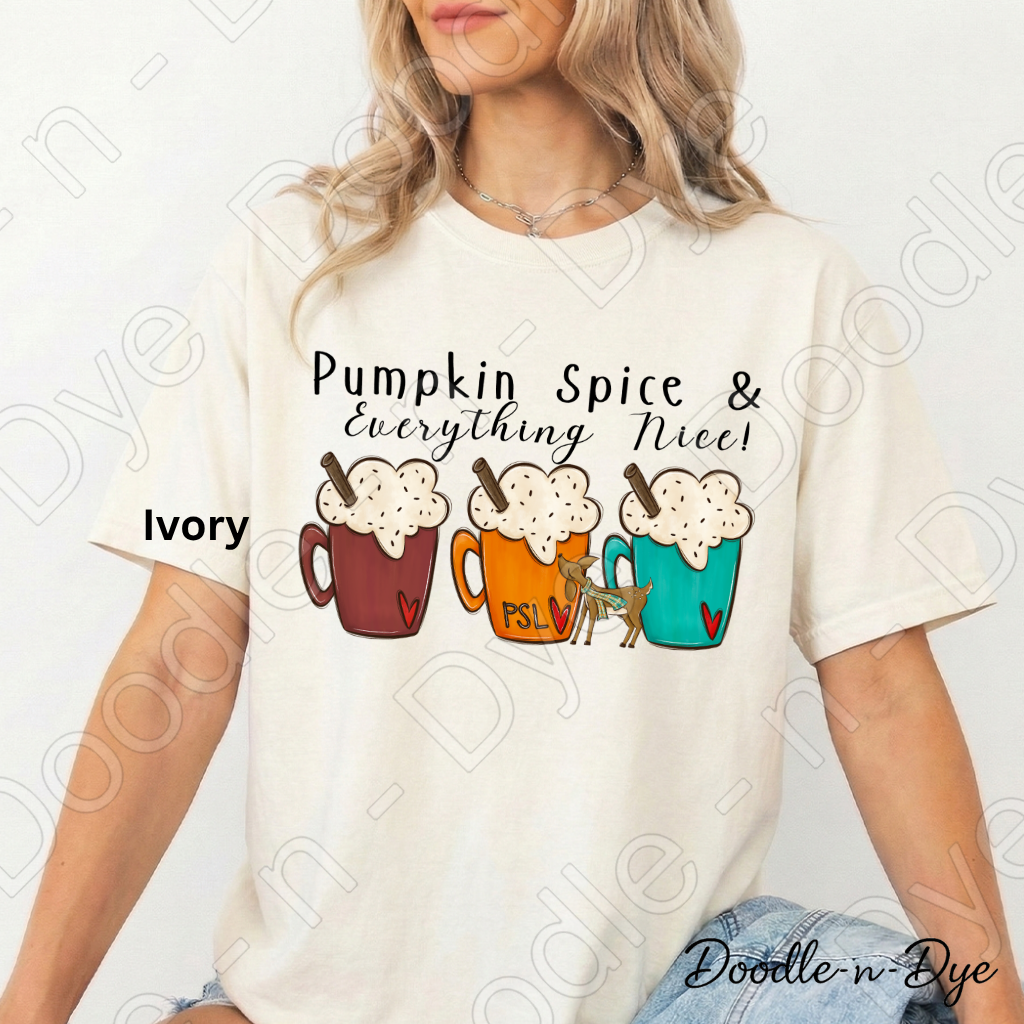 Pumpkin Spice & Everything Nice Shirt | Comfort Colors 1717 | PSL Fall Tee | Pumpkin Spice Latte Shirt | Cozy Autumn Graphic Tee