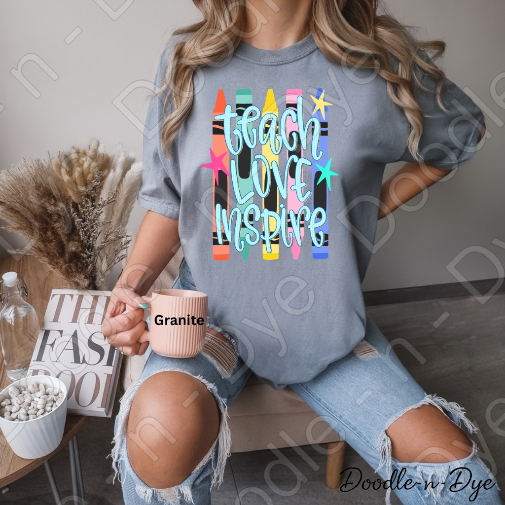 Teach Love Inspire Teacher Shirt, Inspirational Teacher Tee, Comfort Colors Teacher Shirt, Motivational Teacher Gift, Back to School Teacher Tee, Educator Shirt