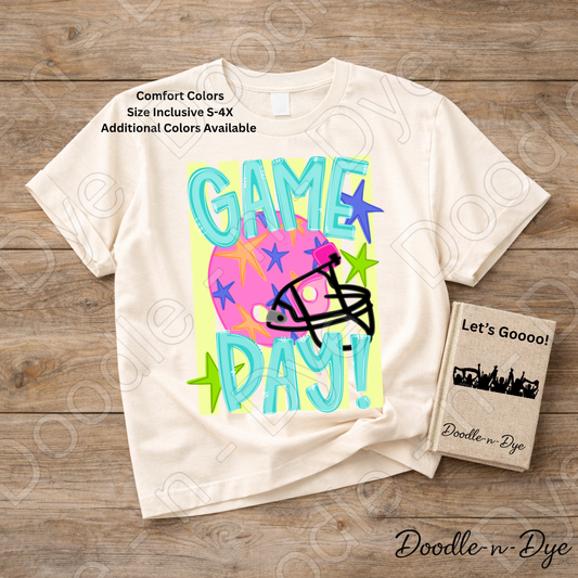 Game Day Comfort Colors Tee, Football Spirit Shirt for Women, Cute Game Day Outfit Idea, Colorful Football Helmet Tee, School Spirit and Sports Mom Shirt, Gift for Her