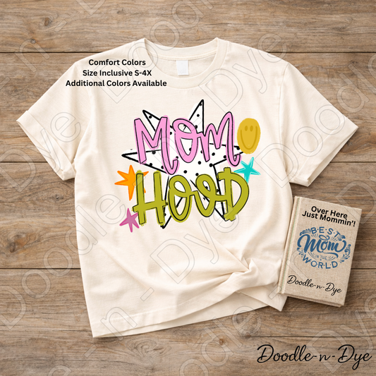 Mom Hood Comfort Colors Tee, Cute Mom Life Shirt for Everyday Wear, Trendy Motherhood Graphic Tee, Fun Mom Outfit Idea, Colorful Mom Life Shirt, Gift for Mom, Gift for Her
