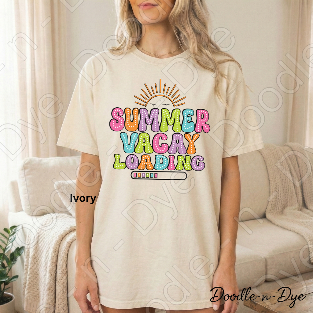 Summer Loading Teacher Comfort Colors Tee, Student Summer Tee, Summer Vacay Loading Graphic T-Shirt, End of School Shirt, Last Day of School Teacher and Student Tshirt